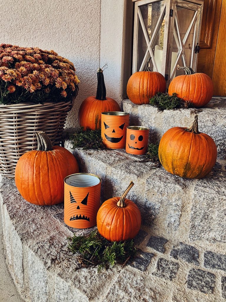 Halloween DIY - Blechdosen Kürbisse, Gespenster, Frankenstein & Windlichter