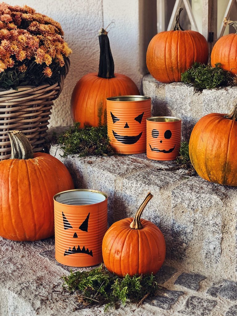 Halloween DIY - Blechdosen Kürbisse, Gespenster, Frankenstein & Windlichter